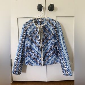 MNG Women’s Blue And Black Chevron Patterned Suit in Size S